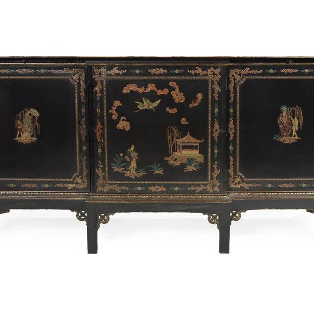 Exceptional Chinoiserie Marble Top Breakfront Sideboard For Sale - Image 11 of 12