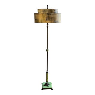 Onyx Antique Floor Lamp With Original Shade For Sale