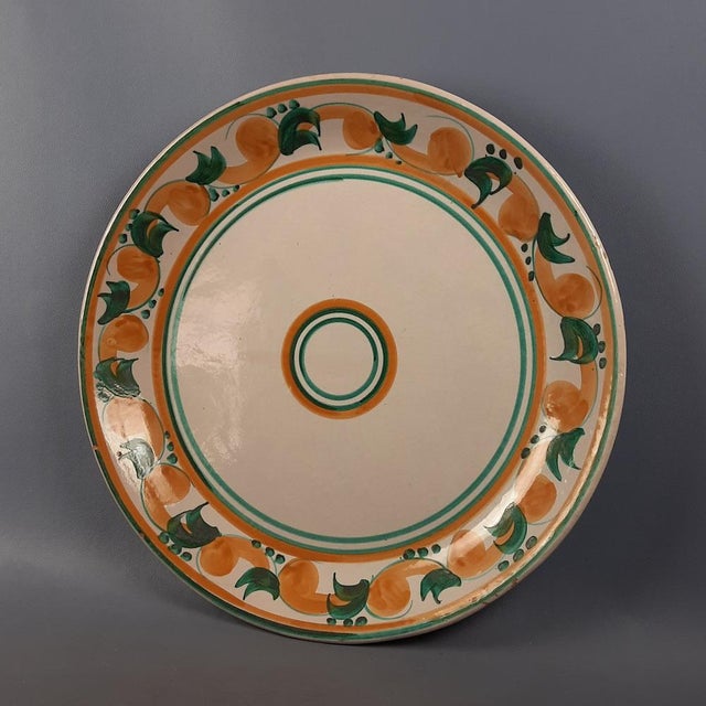 Large Vintage Caltagirone Majolica Hand-Painted Hanging Plate, 1960s For Sale - Image 12 of 12
