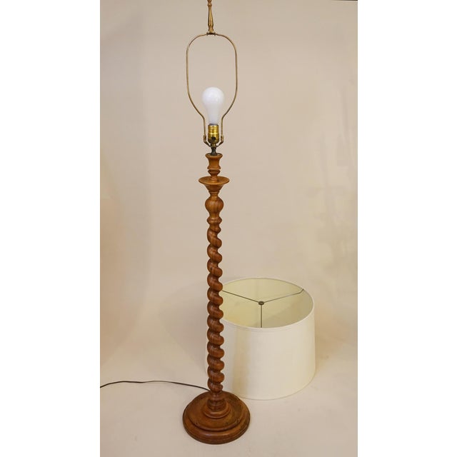 1930s Neo Classic Empire Regency Cherry Ash Carved Barley Twist Floor Lamp For Sale - Image 13 of 13