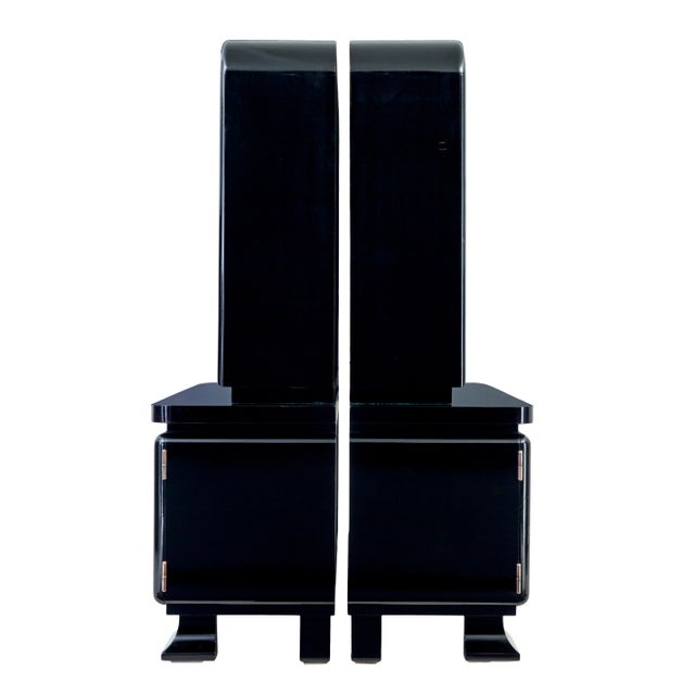 Art Deco Black Lacquered Glazed Cabinets, 1930, Set of 2 For Sale - Image 11 of 13