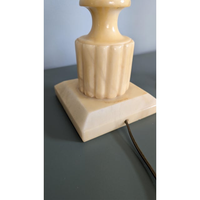 Vintage Alabaster Table Lamps Italian Neoclassical Style With Acanthus Carving - Pair For Sale - Image 11 of 14