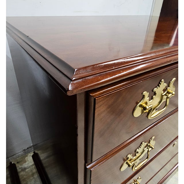 Late 20th Century Statton Trutype Americana Chippendale Solid Black Cherry Lateral Filing Cabinet For Sale - Image 5 of 11