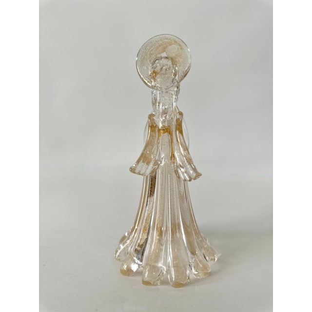Single Murano Glass Clear and Gold Infused Angel Candle Holder For Sale - Image 4 of 14