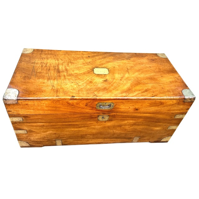 Small 19th Century Camphor Wood Campaign Trunk, 1860s For Sale - Image 9 of 13