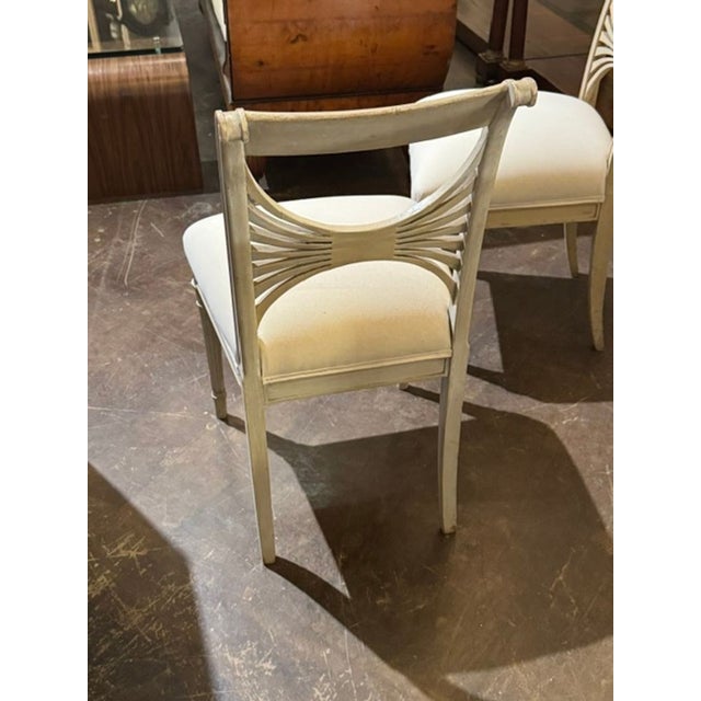 White Pair of Early 20th C. Swedish Painted Side Chairs For Sale - Image 8 of 8