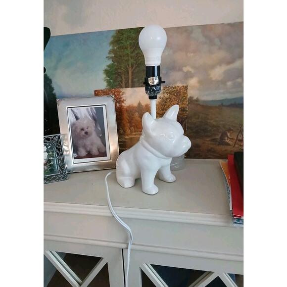 2015 Baby Bulldog Frenchie Dog Lover Lamp Spotlight Decor White Pet Works For Sale - Image 4 of 16