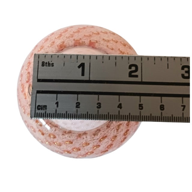 Glass Paperweight Pink W/ Gold Flecks Contolled Bubbles Tealight Holder or Vase For Sale - Image 16 of 16