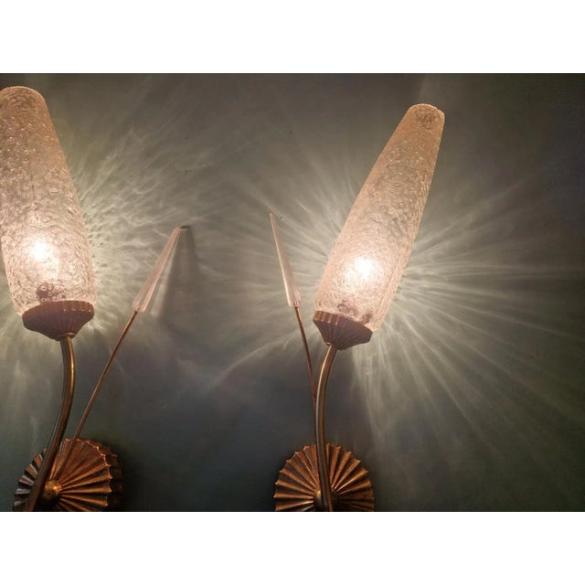 Mid-Century French Floral Wall Sconces, 1950s, Set of 2 For Sale - Image 4 of 13