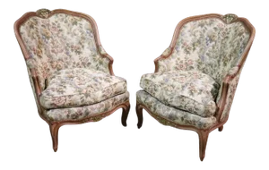 Carved Painted French Louis XV Tub Style Bergere Chairs Circa 1940 - a Pair