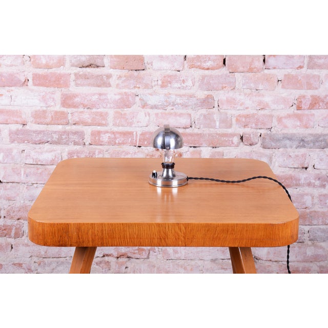 Metal Czech Bauhaus Table Lamp in Chrome-Plated Steel, 1930s For Sale - Image 7 of 11