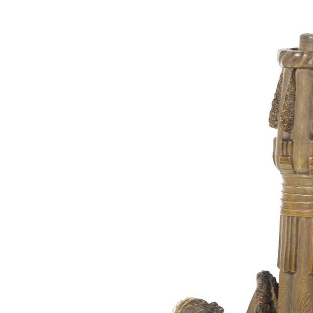 Porcelain - "Girl" Lamp. Austrian sculptural group in unglazed polychrome terracotta. Marked on the base. Girl's neck...