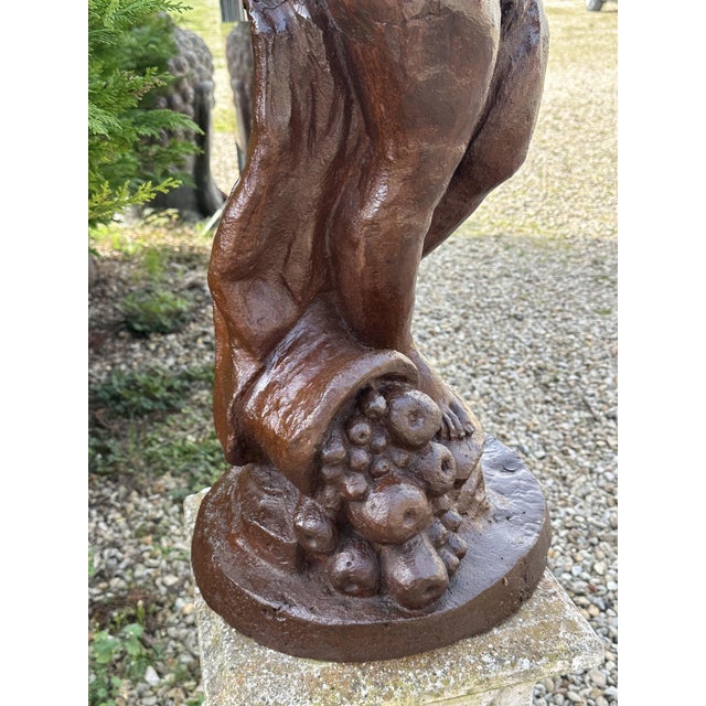 Brown Cast Iron The Girl with the Butterfly Statue, 1980s For Sale - Image 8 of 13