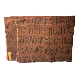 African Mud Cloth, Black on Brown For Sale