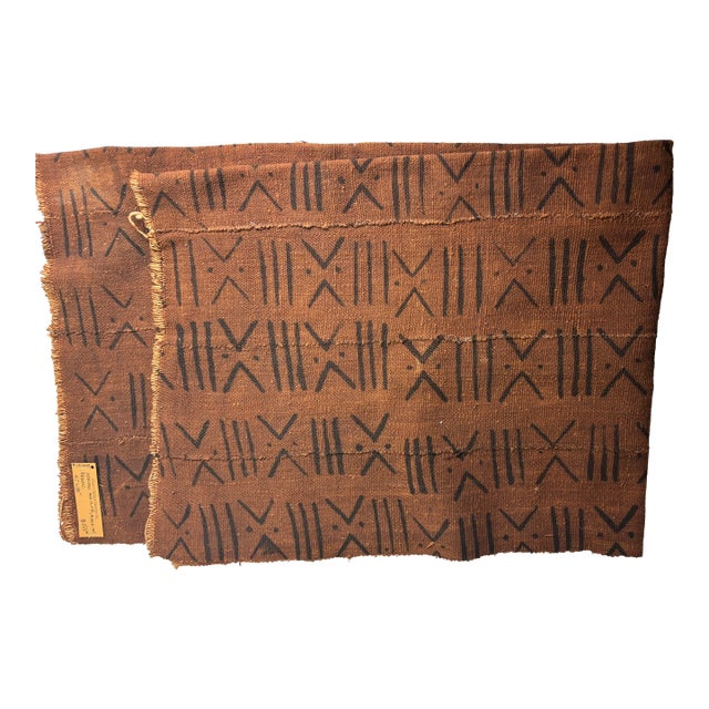 African Mud Cloth, Black on Brown For Sale