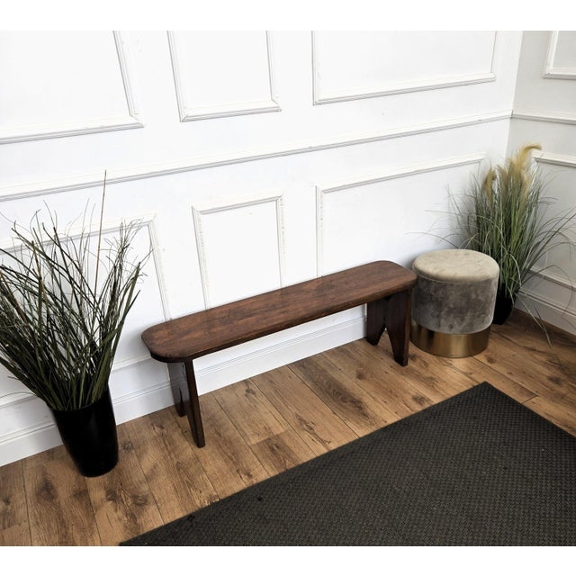 Rustic Antique Italian Minimal Rustic Wooden Bench, 1890s For Sale - Image 3 of 9