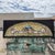 Antique Art Nouveau Multi Colored Stained Glass "Harvest Scene" Arched Transom Window in Wooden Frame (A). Listing is for...