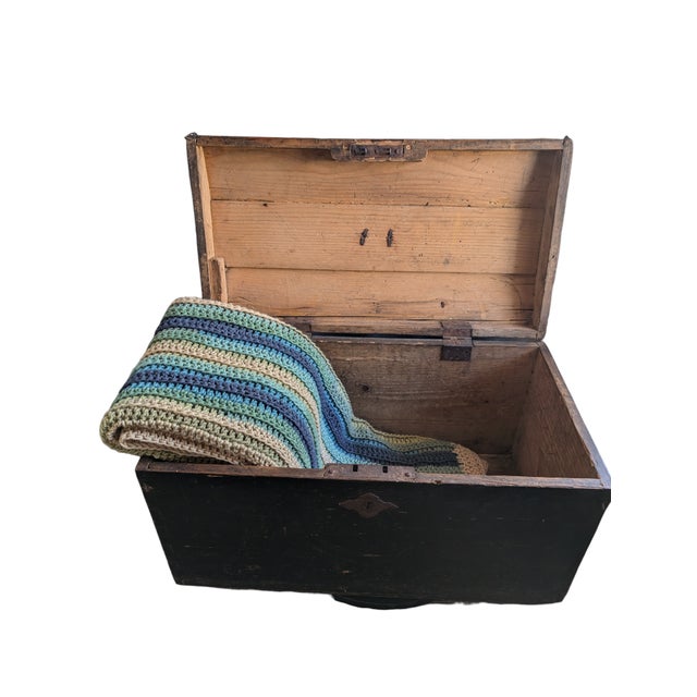 Black 1800's Primitive Dome-Topped Trunk, Seaman's Chest For Sale - Image 8 of 10