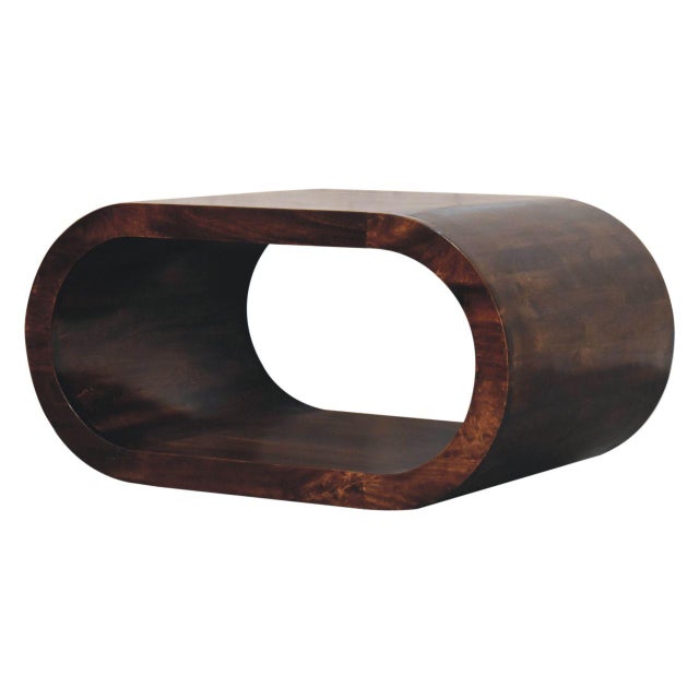 Walnut-Finish Mango Wood Curved Coffee Table For Sale In Philadelphia - Image 6 of 8
