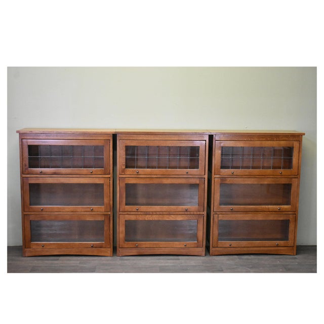 Mission Mission Craftsman Style Oak Barrister Bookcase - 3 Stack - Micheal Cherry For Sale - Image 3 of 11