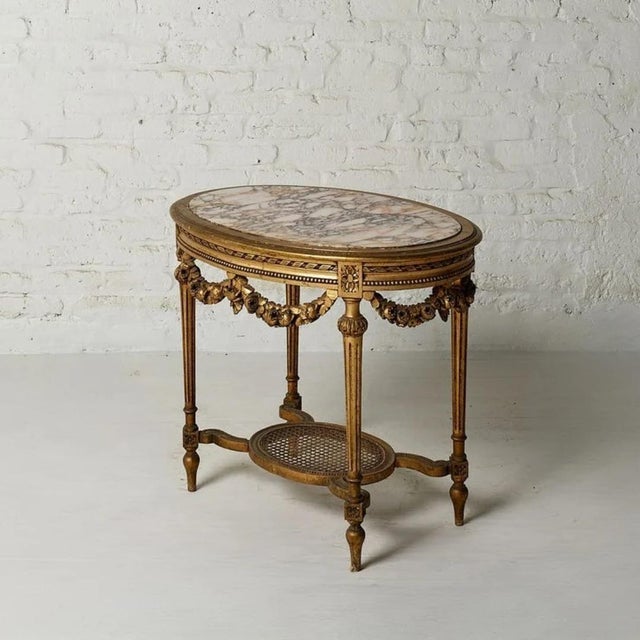 Traditional 19th Century Belgian Marble & Walnut Accent Table For Sale - Image 3 of 4