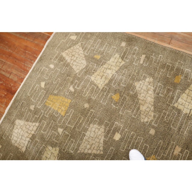 Textile Mid 20th Century Zabihi Collection Turkish Zeki Muren Deco Square Rug - 7' x 7'6" For Sale - Image 7 of 12