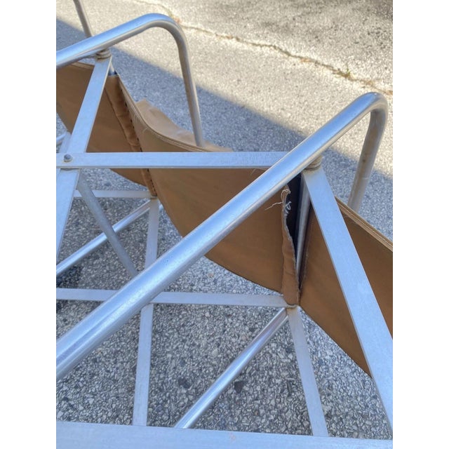 Vintage Crown MFG 7 Seat Aluminum Canvas Folding Chair Camping Sports Team Bench For Sale - Image 10 of 12