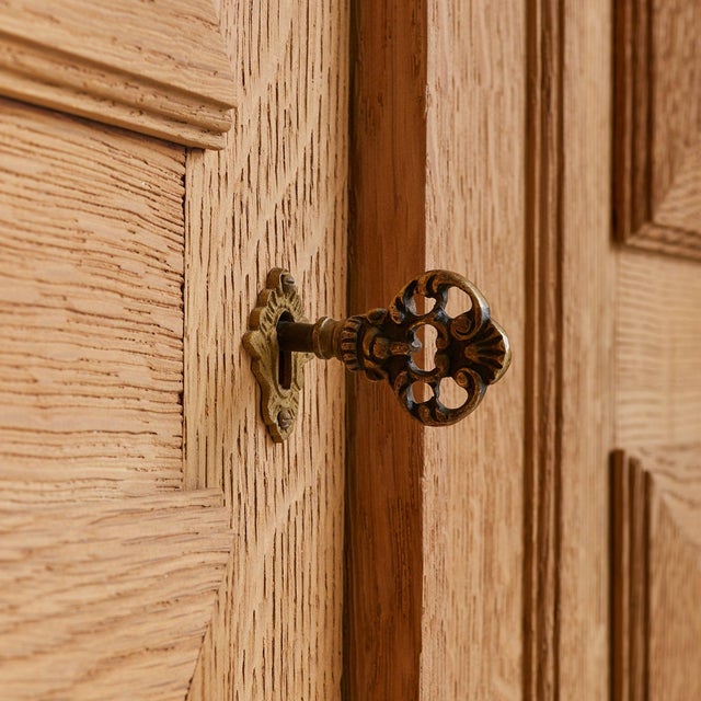 Monumental Spanish Sandblasted Oak Cabinet, 1940s For Sale - Image 10 of 11