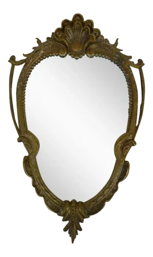 Late 20th Century Vintage Shell Scrolled Top Bronze Mirror