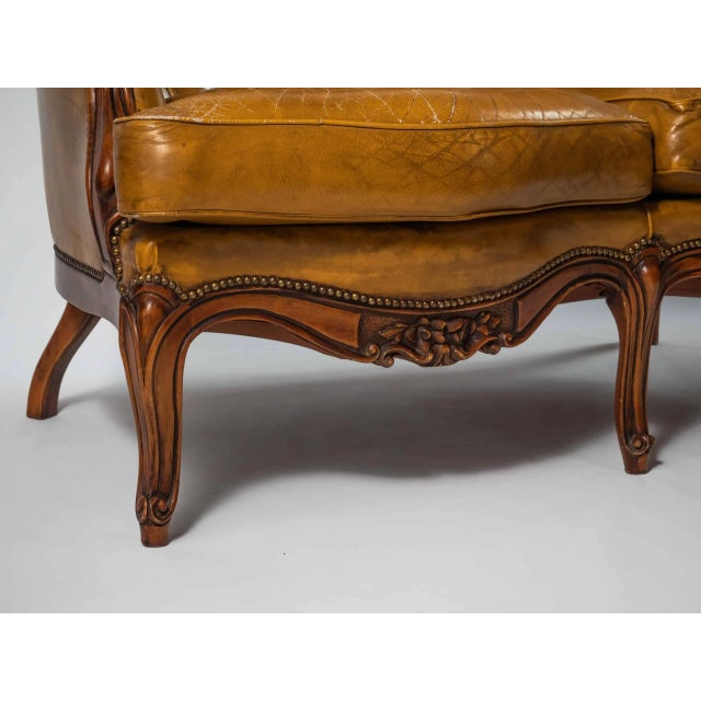 Textile Louis XV Style Leather Sofa For Sale - Image 7 of 12