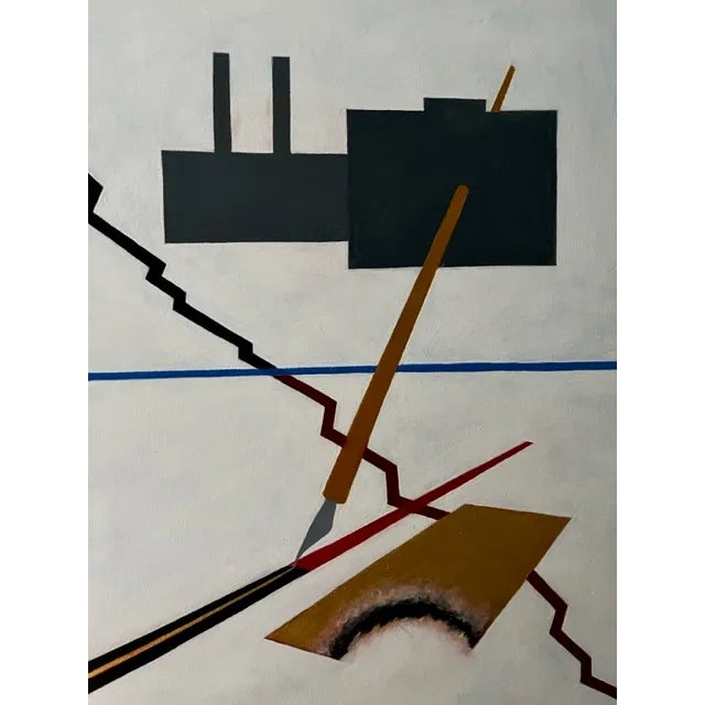 Mid century modern, surrealism painting titled "The Stock Market". Measures 22.5 × 28.5inches with frame. Artwork is 18x24...