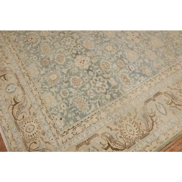 Antique Zabihi Collection Light Blue Green Persian Malayer Rug - 10'10" x 13'3" For Sale - Image 9 of 11