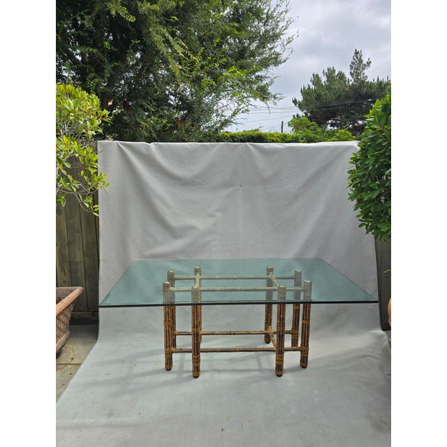 Glass and Bamboo Dining Table For Sale In Los Angeles - Image 6 of 7