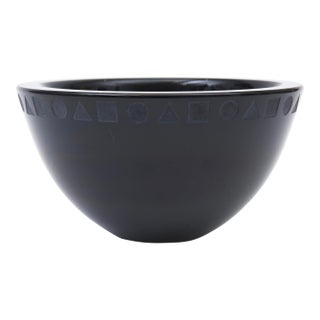Ward Bennett Sengai Sasaki Post Modern Black Glass Bowl, 1980's For Sale