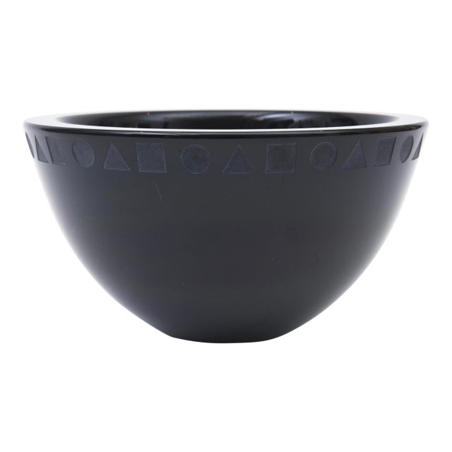 Ward Bennett Sengai Sasaki Post Modern Black Glass Bowl, 1980's For Sale