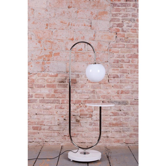 Metal Bauhaus Czech Chrome Floor Lamp attributed to J. Halabala for Up Závody, 1930s For Sale - Image 7 of 13