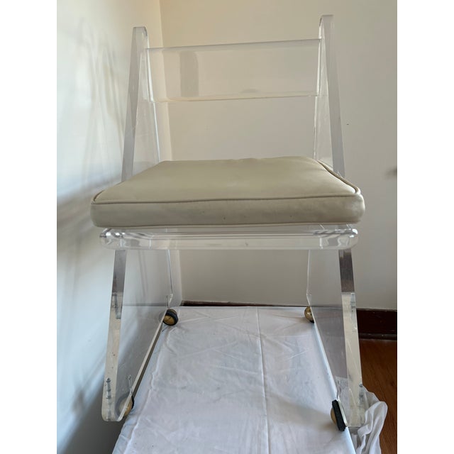 Mid-Century Modern Mid-Century 1"- 1 1/4" Thick Lucite Desk Chair For Sale - Image 3 of 12