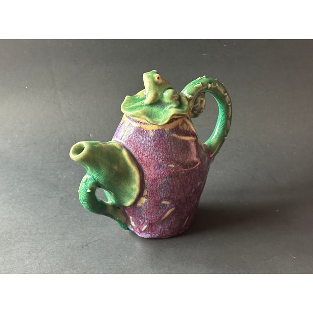 Decorative Studio Art Pottery Teapot With Frog on Lily Pad Lid For Sale - Image 4 of 12