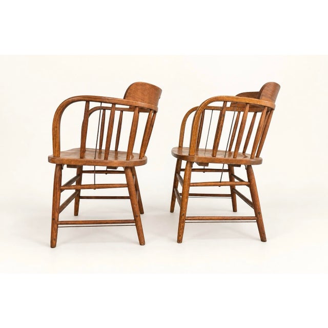 1950s Vintage Original Boling Chair Company Mid-Century Modern Barrel-Back Captain’s Chairs a Beautiful Matching Pair. For Sale - Image 5 of 7