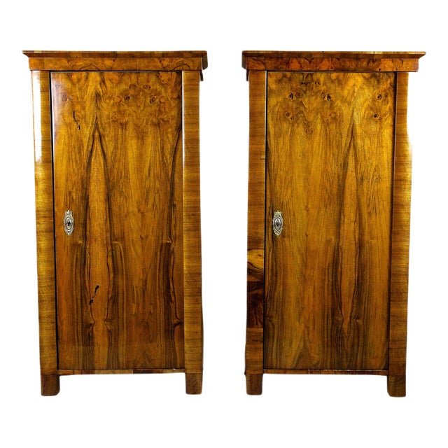 Biedermeier Nutwood Cabinets, Austria, 1830s, Set of 2 For Sale