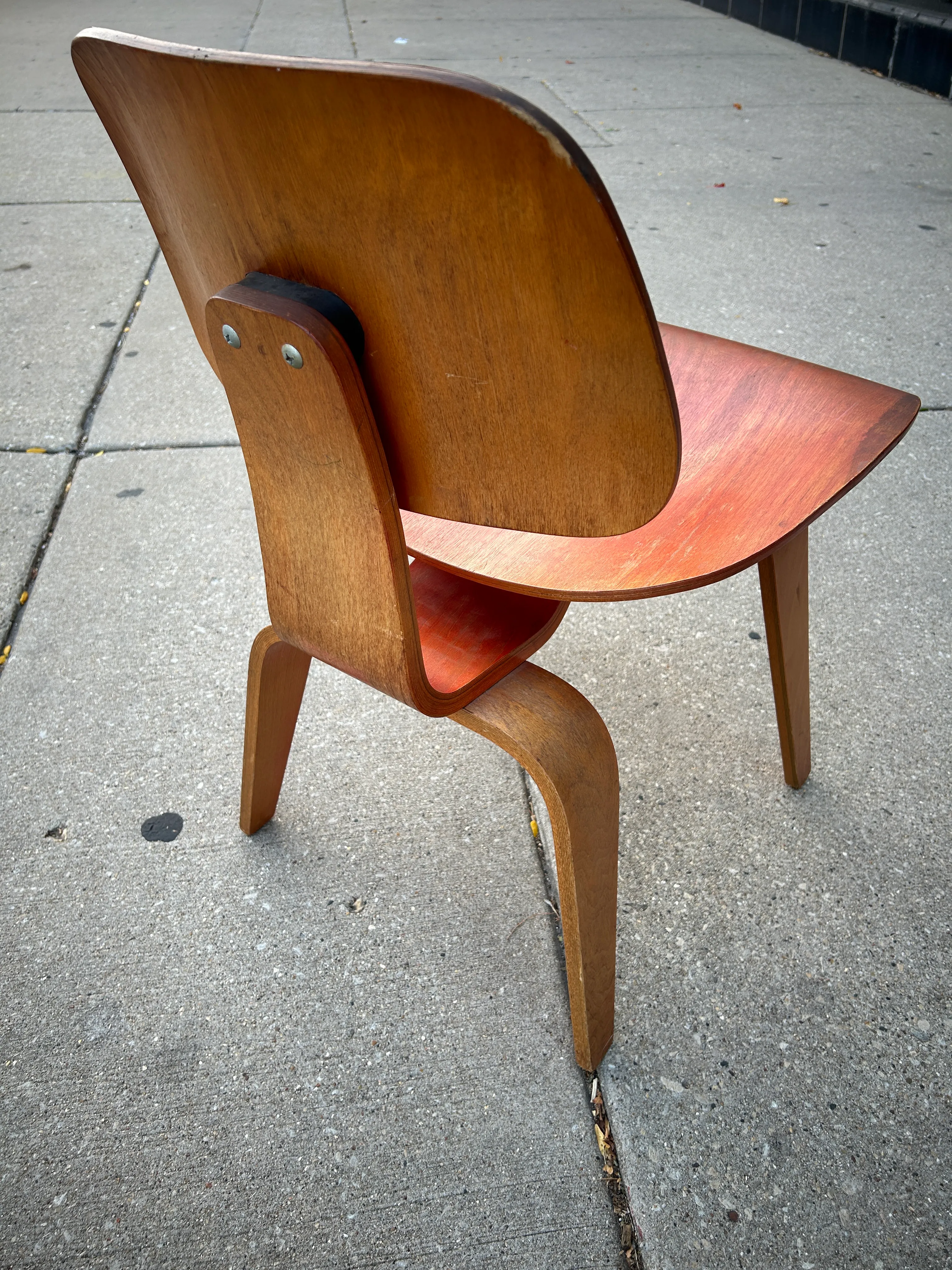 1950s Charles + Ray Eames for Herman Miller Red Aniline Dyed Dcw
