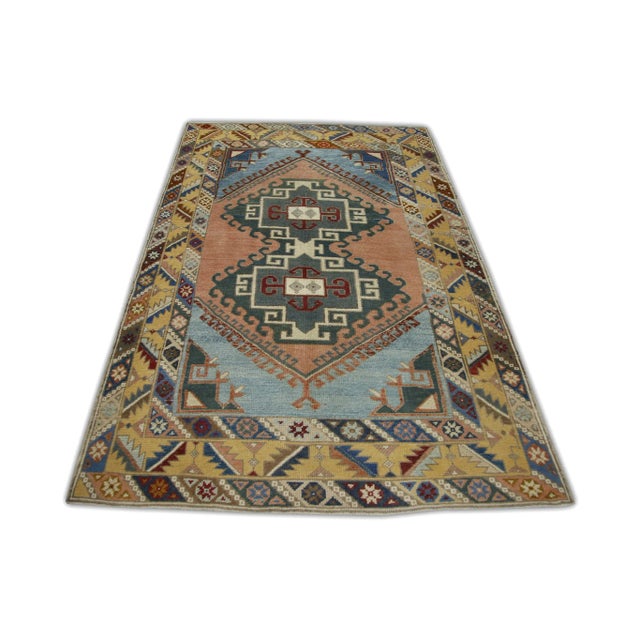 1960s Multicolor Vintage Turkish Rug 4'8" X 7' For Sale In Houston - Image 6 of 7