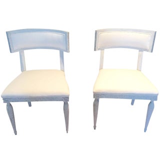 Gray & White Chairs - A Pair For Sale