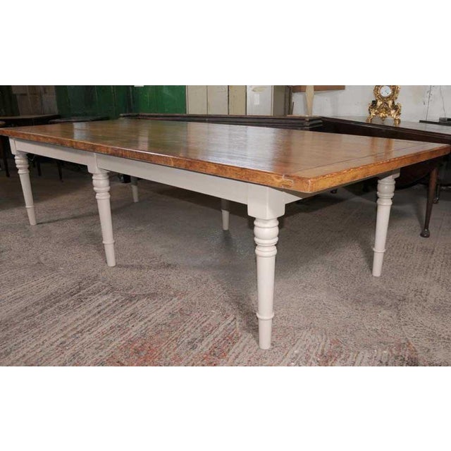 2000 - 2009 Oak Refectory Dining Table with Painted Base For Sale - Image 5 of 10