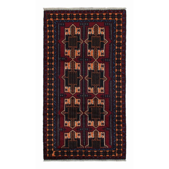 Red Rug & Kilim’s Baluch Runner Rug With Burgundy and Bright Orange Medallions For Sale - Image 8 of 8