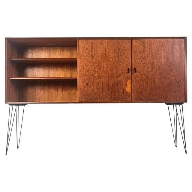 Brown Mid-Century Teak Highboard from Oswald Vermaercke, 1950s For Sale - Image 8 of 8
