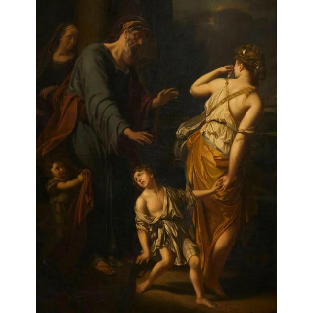 Dutch School Artist after Adrien Van Der Werff, Abraham Sends Hagar and Ishmael Away, Oil on Canvas For Sale - Image 4 of 7