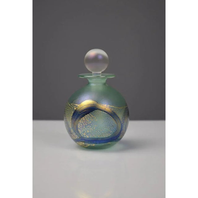 Glass Iridescent Green and Blue Glass Perfume Bottle from Isle of Wight Studio Glass, 1970s For Sale - Image 7 of 10