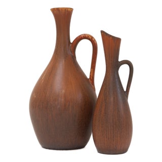 Stoneware Vases by Carl-Harry Stålhane for Rörstrand, Sweden, 1950s, Set of 2 For Sale