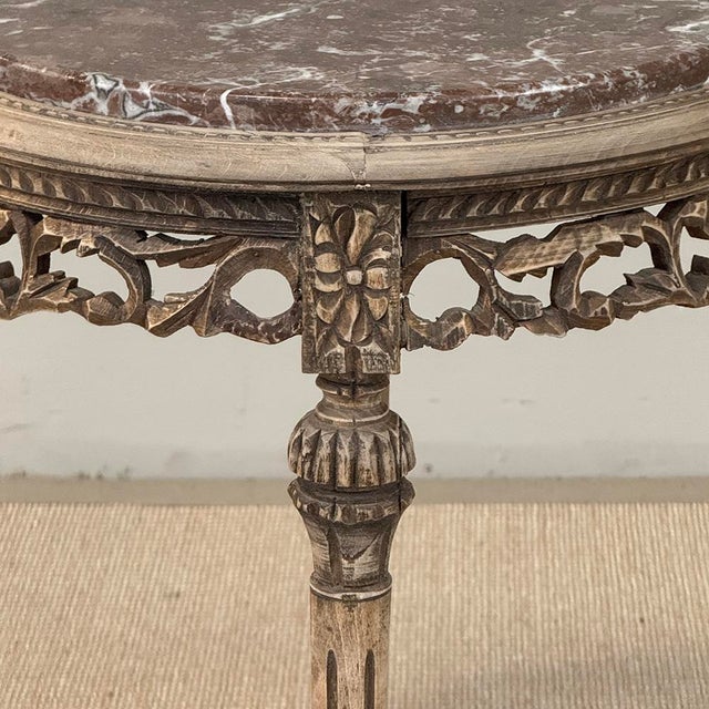 Antique French Louis XVI Stripped Marble Top Occasional Table For Sale - Image 14 of 18